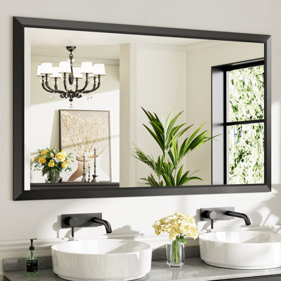 Miroirs de salle de bain modernes et contemporains en métal biseauté rectangulaire / carré avec verre trempé HD