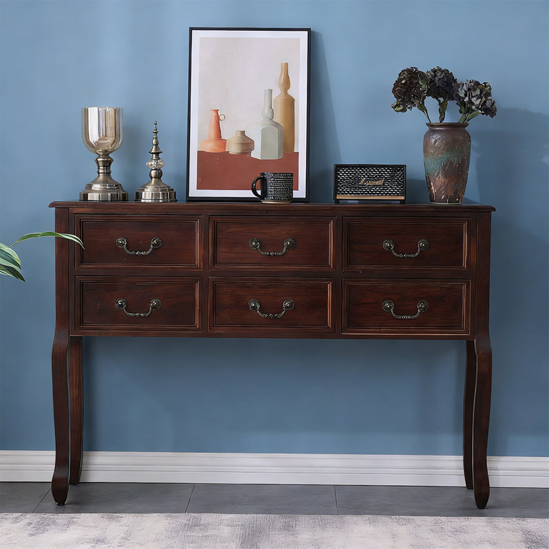Console américaine à plusieurs tiroirs, H 32,28 po x l 47,24 po x P 12,6 po, Marron foncé