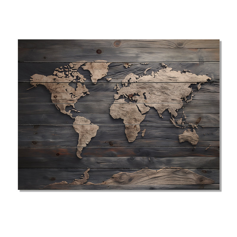 Orlane - Carte décorative sur bois de pin naturel, H 24 po x l 32 po