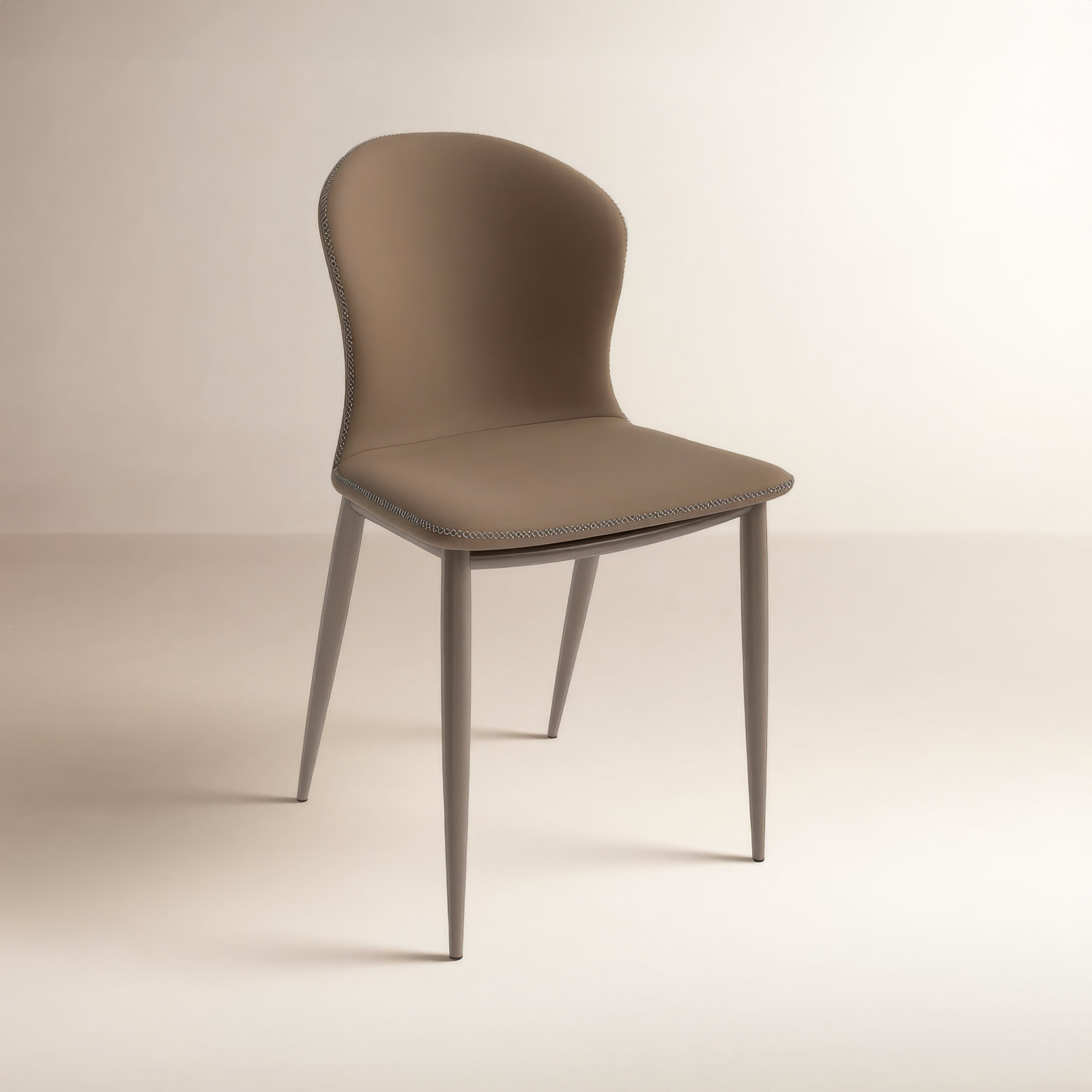 Steves Fabric Metal Side Chair Dining Chair, Light Brown, Single