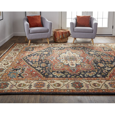 Tapis de couloir Nyja, rouge / noir / ivoire, 2 pi 6 po x 8 pi Nyja