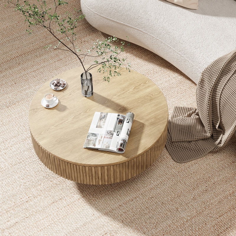 Table basse Chibuzor, H 13,78 po x l 35,04 po x P 35,04 po, Naturel