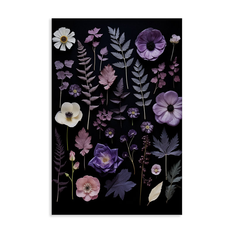 Toile de fleurs mixtes mauves, design par Heidi Kuntz, H 24 po x l 16 po