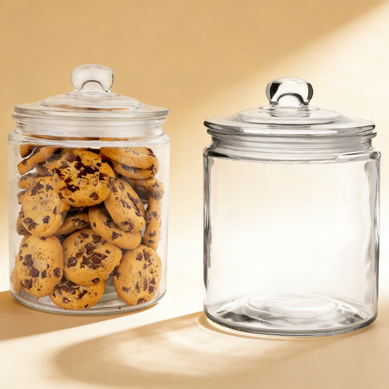 Pots de rangement en verre hermétiques avec couvercles, ensemble de 2 litres (68 oz), contenants de cuisine transparents pour la farine, les pâtes, le café, les collations, l'organisation de bonbons et de garde-manger