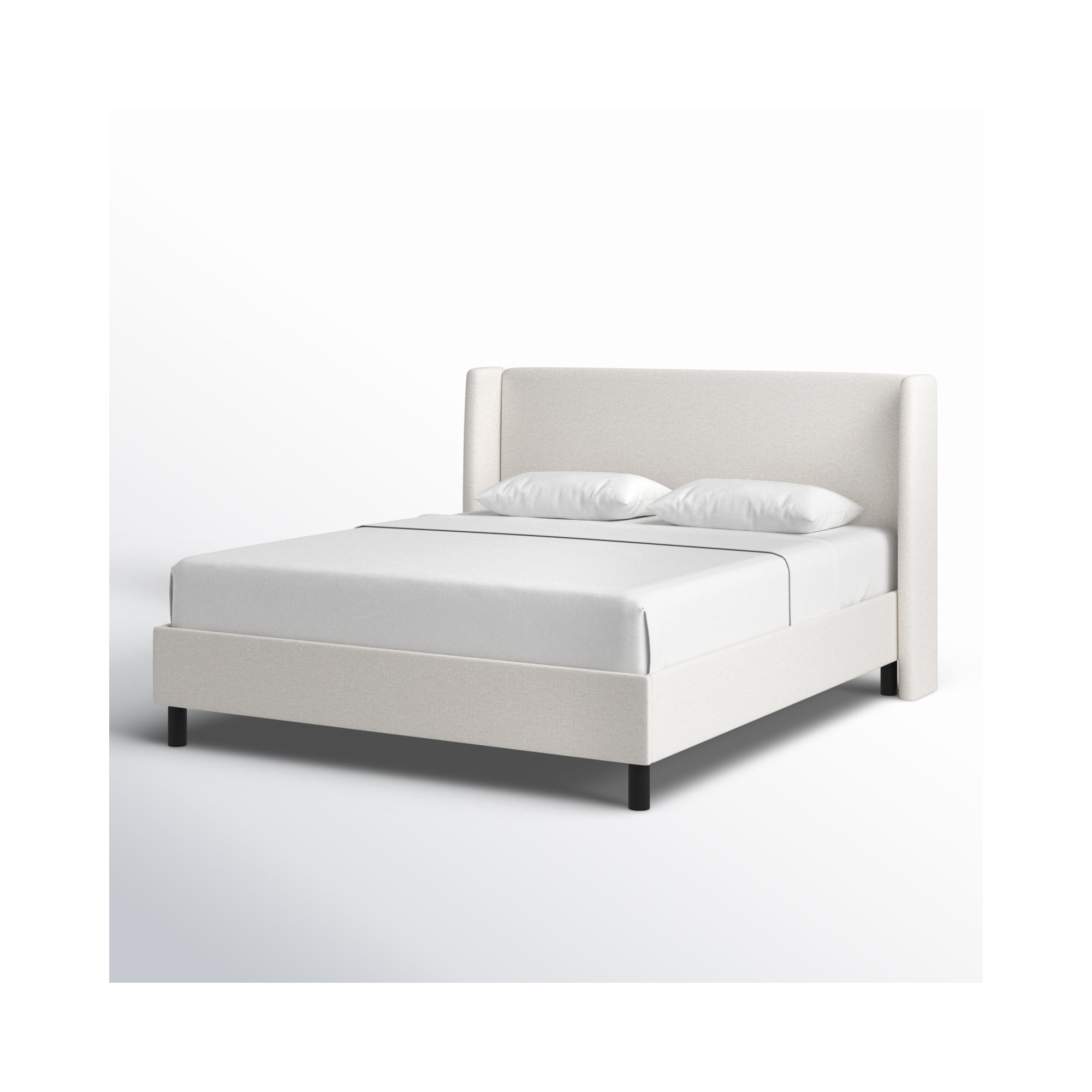 Tilly Upholstered Low Profile Platform Bed, Zuma White, California King
