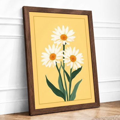 Golden Daisy Trio Botanical - Framed Print