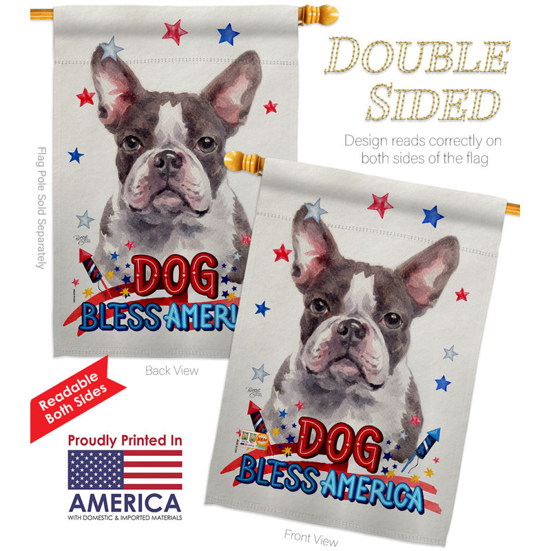 Drapeau de jardin Patriotic Boston Terrier, H 40 po x l 28 po