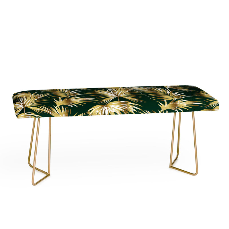 Banc rembourré Marta, Or / vert foncé / floral