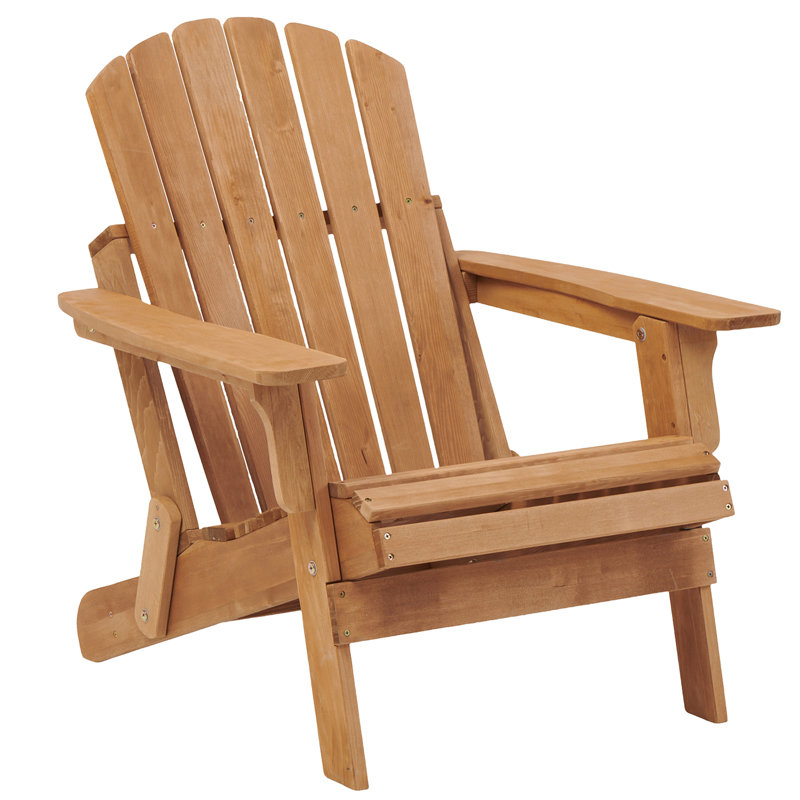 Folding Adirondack Chair, Solid Wood All-Weather Fire Pit Chairs with Pre-Assembled Backrest & Seat Board for Deck Backyard Patio Outdoor