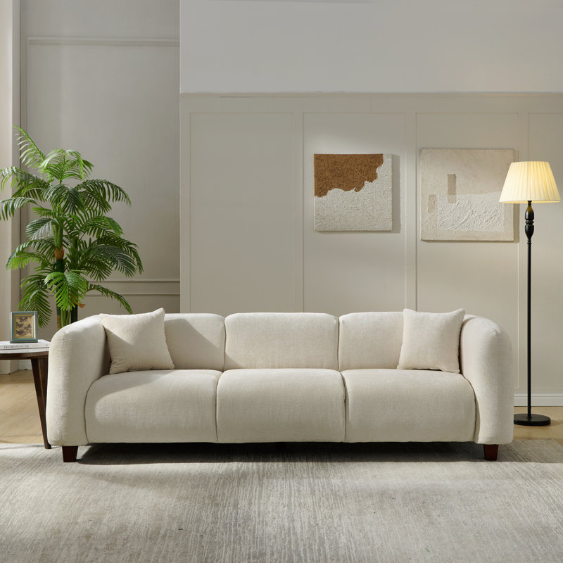 87 po Canapé 3 places rembourré en chenille beige