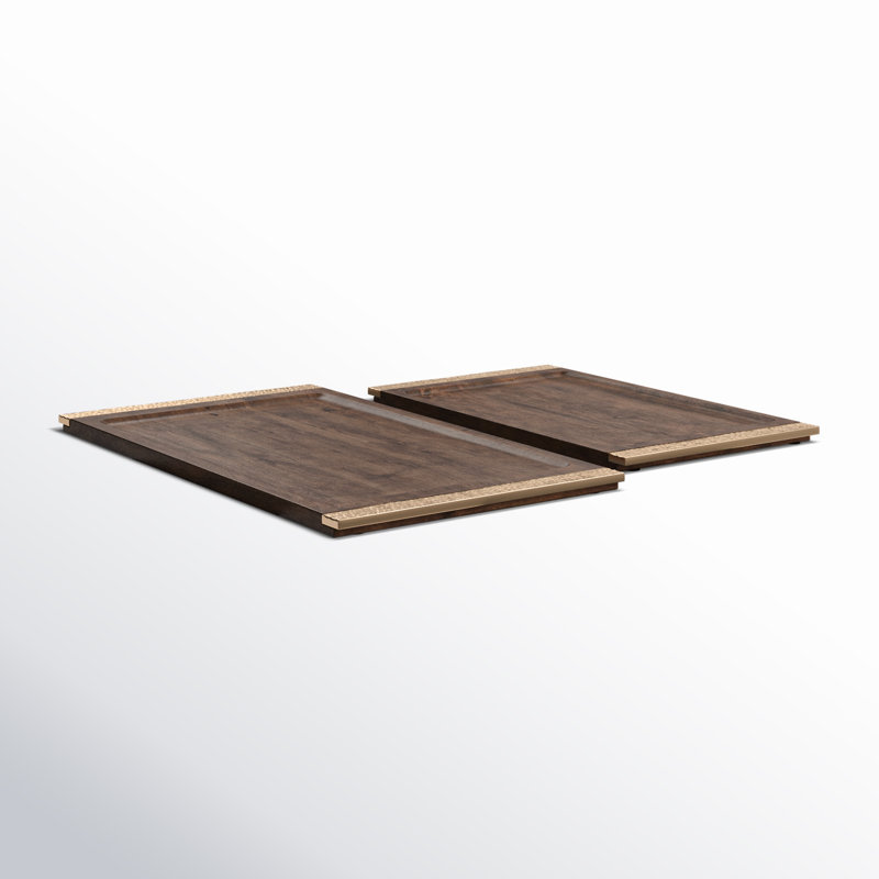 Dottie Set of 2 26 and 32" Natural Leaon Wood Trays - 32" x 18" x 1"