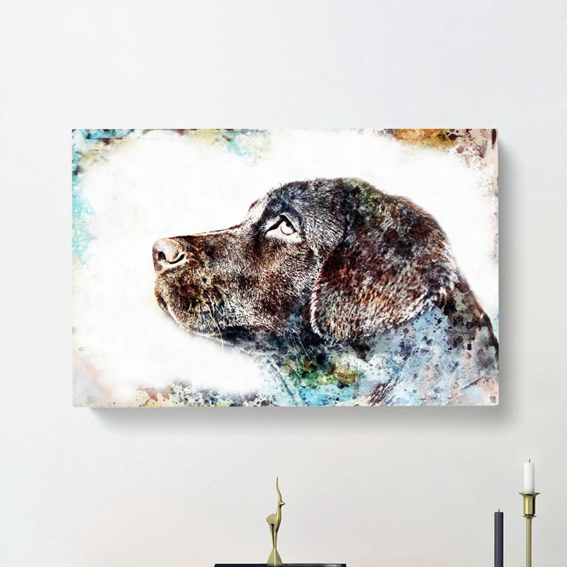 Chocolate Labrador Portrait In Abstract - Wrapped Canvas Painting, 50cm H x 76cm W x 3cm D