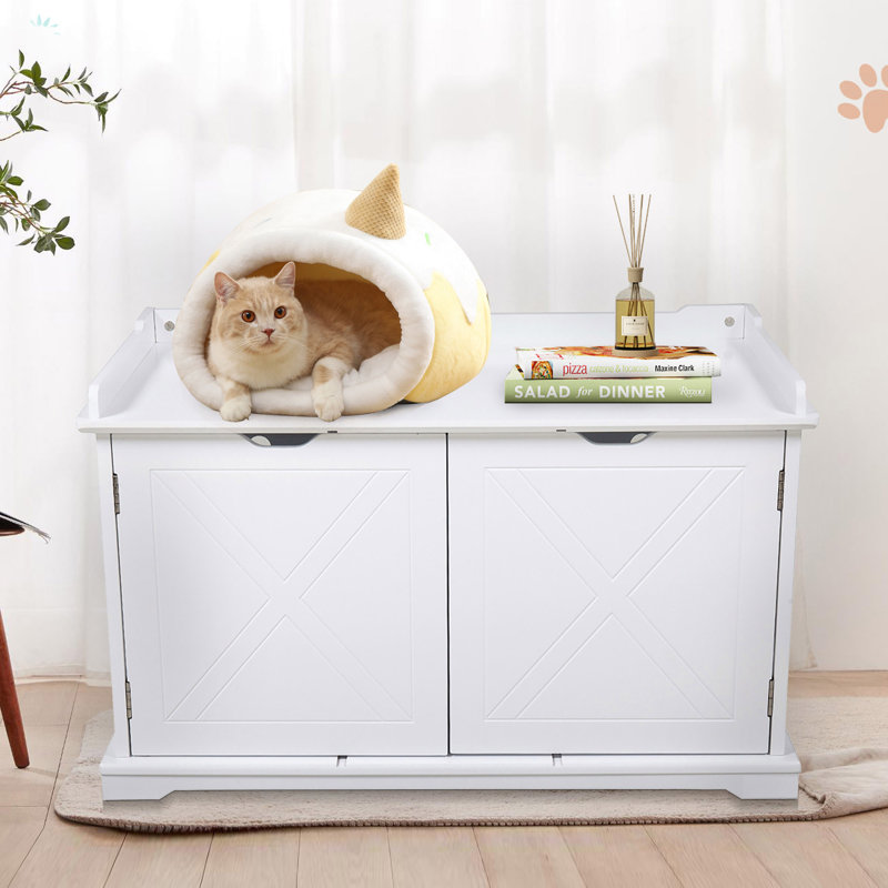Wood Litter Box Cover With Spacious Inner