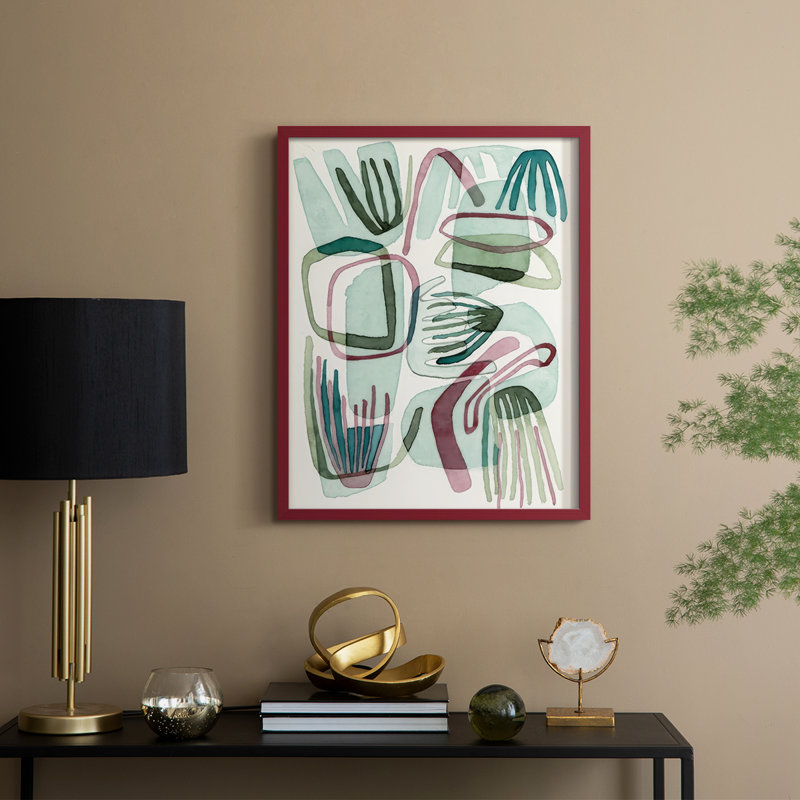 Sea Abstract II, reproduction encadrée - bois massif, H 11 po x l 9 po, Rouge