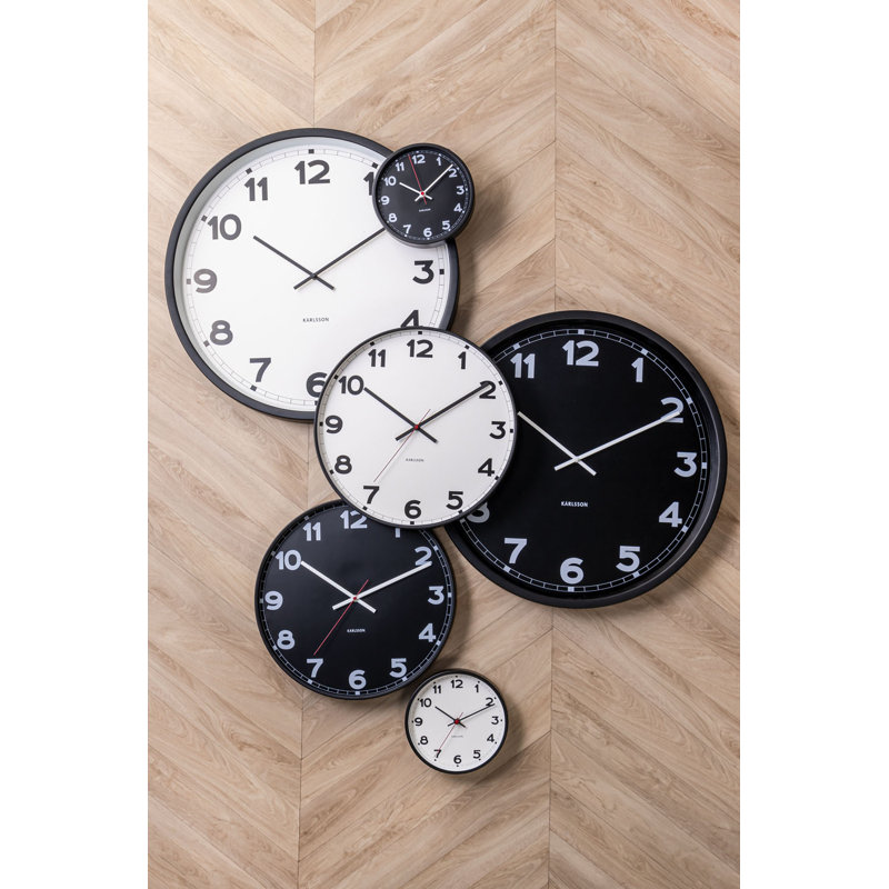 Metal Wall Clock, Black, 4cm H x 25cm W x 20cm D