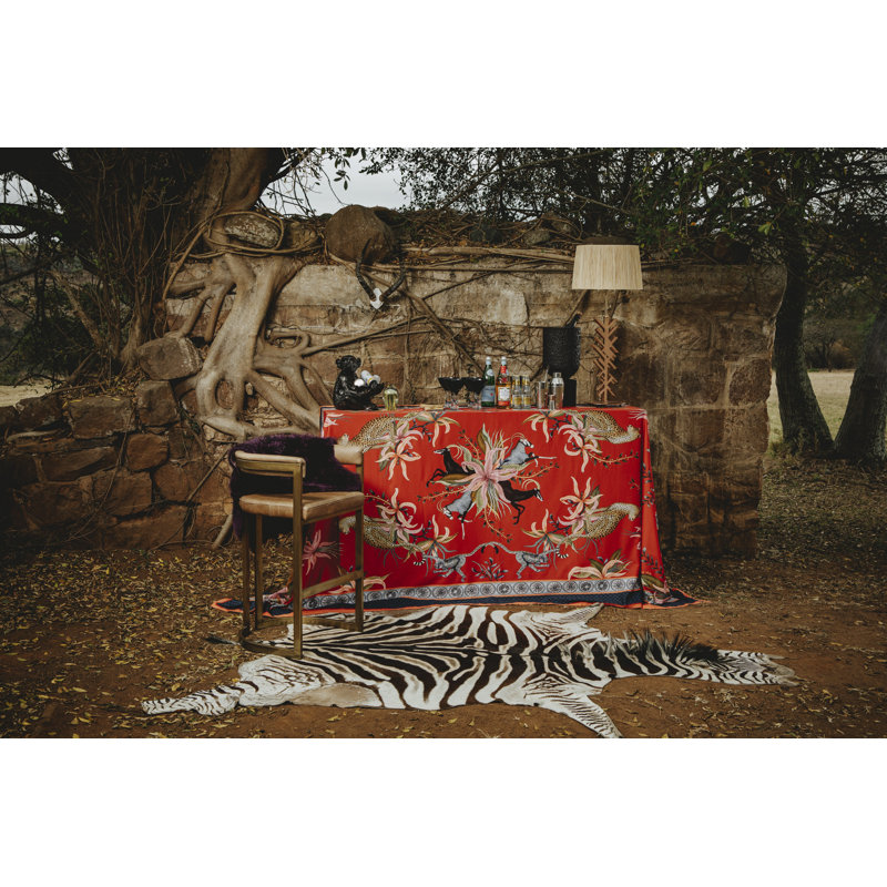 Ardmore Royal Red Cotton Tablecloth, 94" x 61"