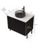 Meuble-lavabo sur pied 30 po avec lavabo, meuble de rangement autoportant avec 2 portes, lavabo rond en verre noir transparent et comptoir en pierre frittée blanc de Carrare