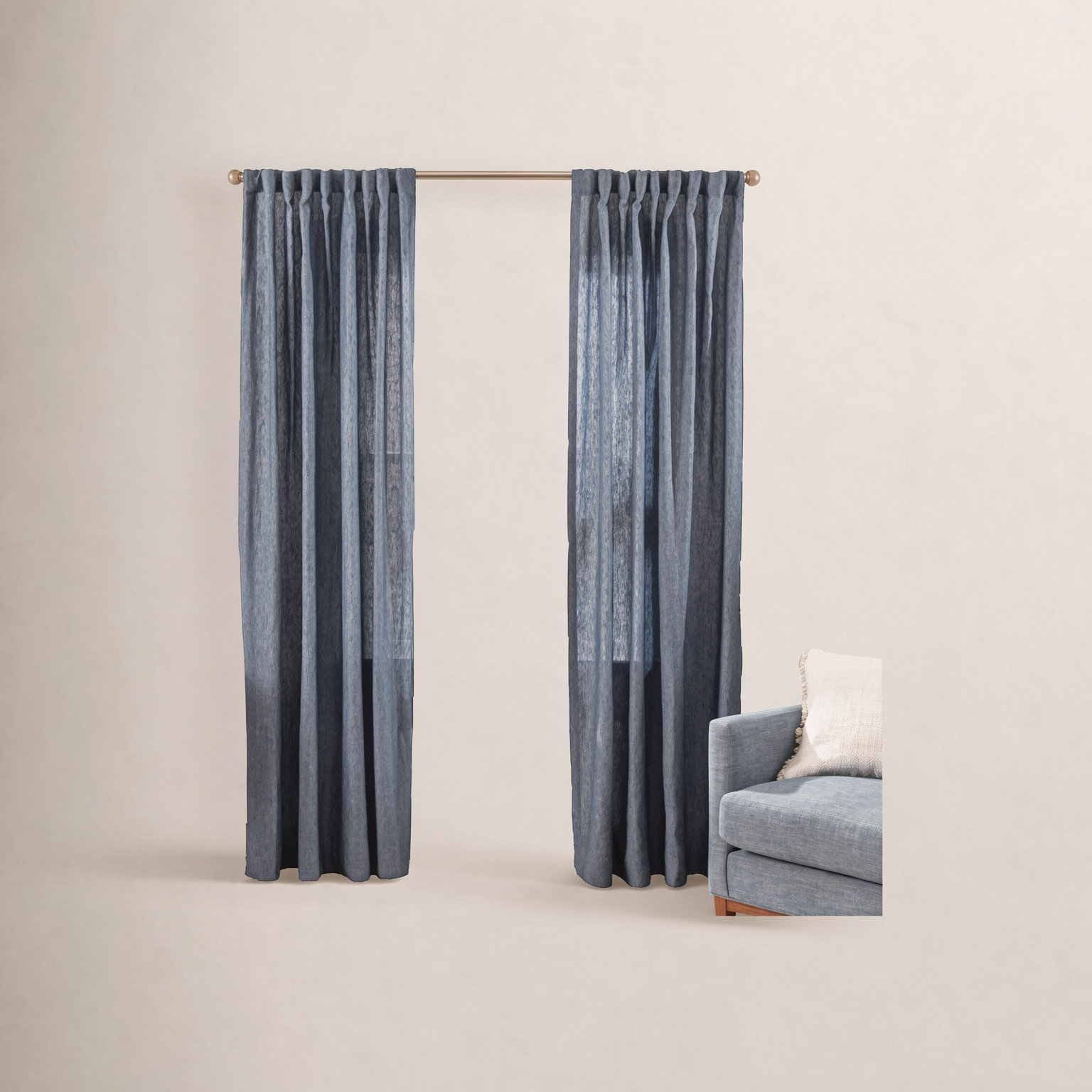 Jovi Linen Curtain Panel, 55" W x 96" L
