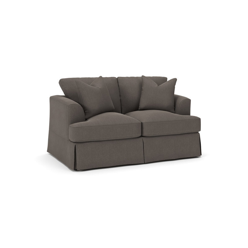 Causeuse à accoudoirs encastrés de 65,5 po Lucia, Panier Drusky anthracite Sustain®