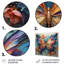 Art mural papillon orange et bleu métallique-235609783