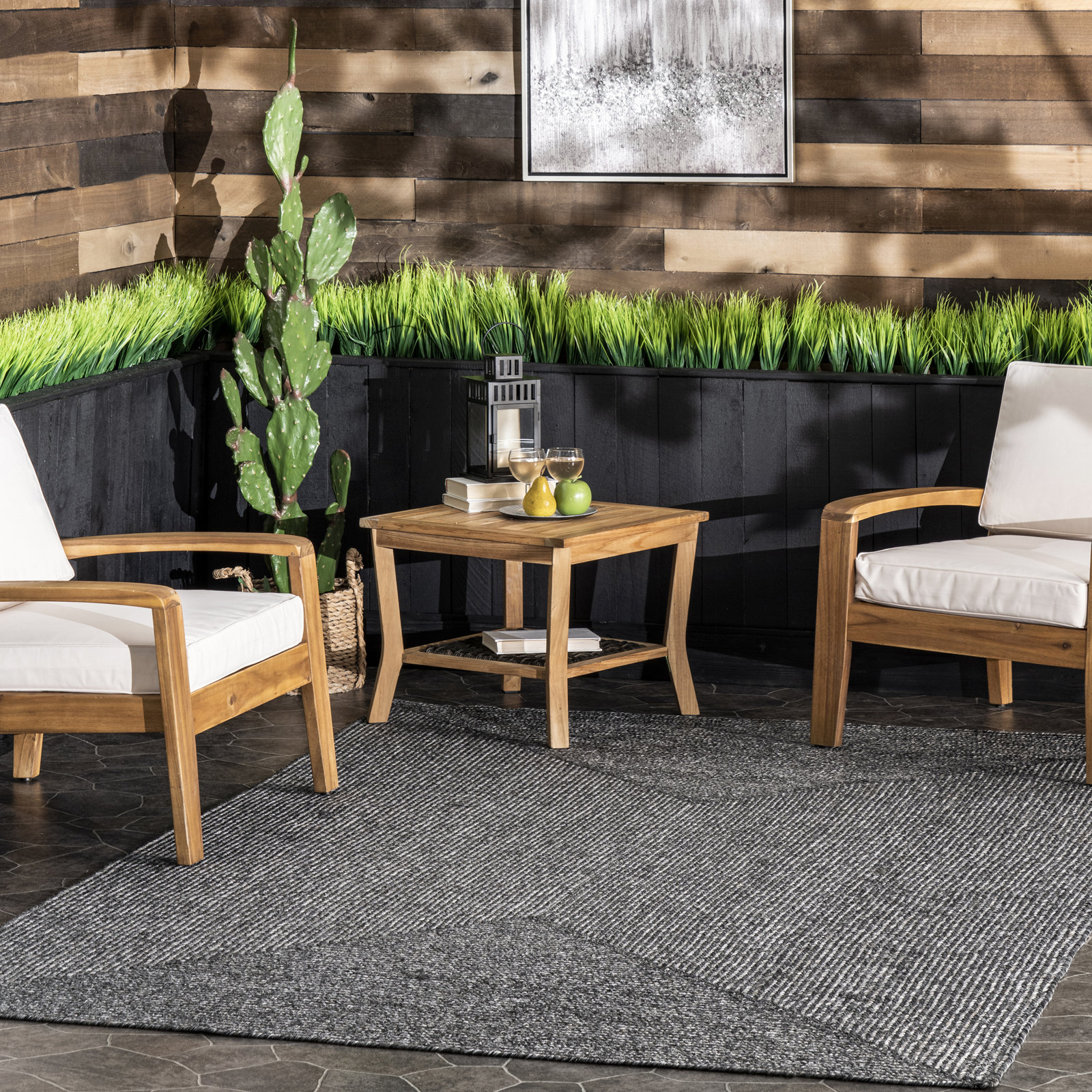 Edie Casual Braided Gray/White Indoor/Outdoor Rug, Rectangle 3' x 5', Gray Silver