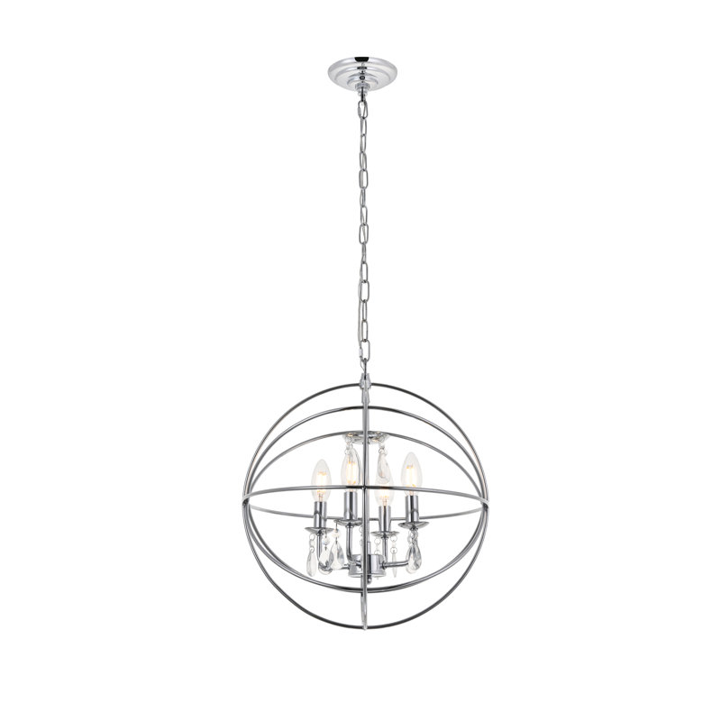 Luminaire suspendu Mayo, Chrome, H 17,6 po x l 16 po x P 16 po, 4 lumières