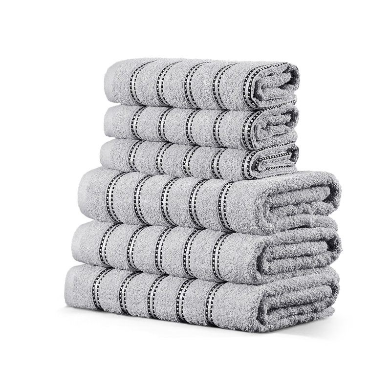 Luxury Cotton Striped Bathroom Towels, Super Soft , Highly Absorbent & Quick Dry – Includes Hand Towels & Bath Sheets, Grey