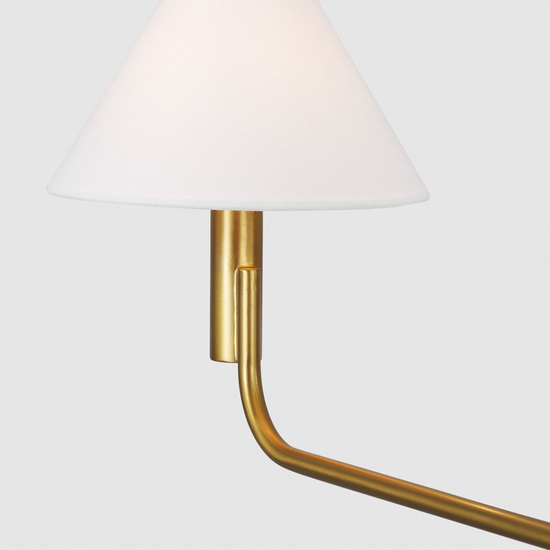 Lansvale Sean Lavin Courson Dining Room Chandelier With White Linen Shade, 5 Lights, Burnished Brass