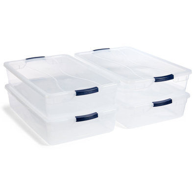 Rubbermaid Cleverstore Clear 95 Qt Plastic Storage Bins with Lids, 4-Pack