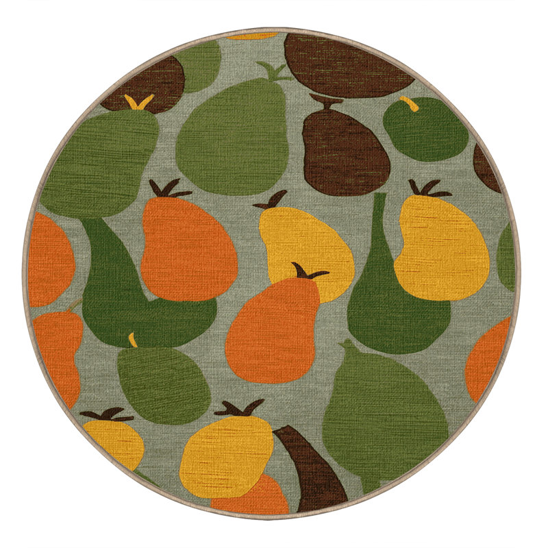 Washable Baobab Fruit Fruits Area Rug, Round 5'