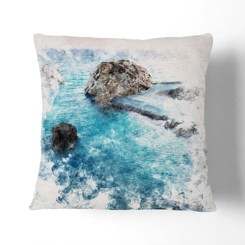 Square Throw Cushion, 40cm H x 40cm W x 15cm D, White