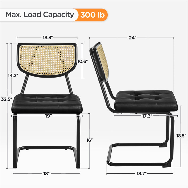 Cinelli 24'' H Upholstered Side Chair, Black, Black