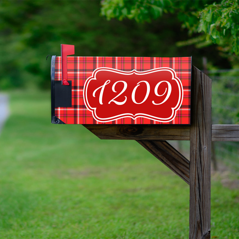 Vinyl Mailbox Cover, 25.5" H x 20.75" W x 0.02" D, Red/White