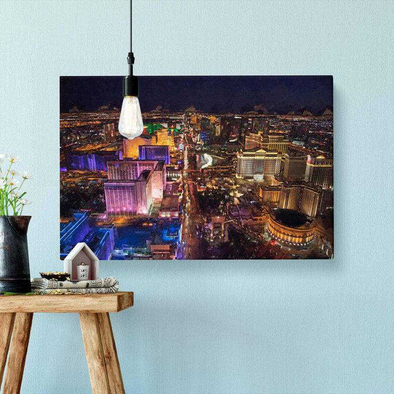 Aerial View of the Las Vegas Strip in Abstract - Wrapped Canvas, 50cm H x 76cm W x 3cm D