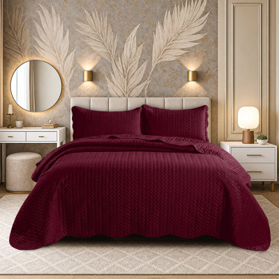 Ensemble de couvre-lit matelassé en microfibre embossée