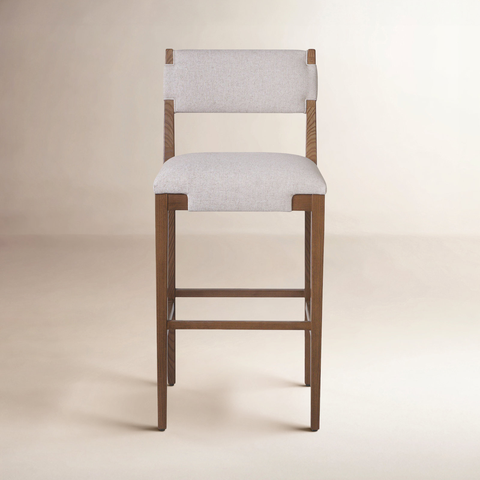 Bilbrey Bar and Counter Stool, Brown, Cream Linen Blend, Bar Stool (31.26" Seat Height)