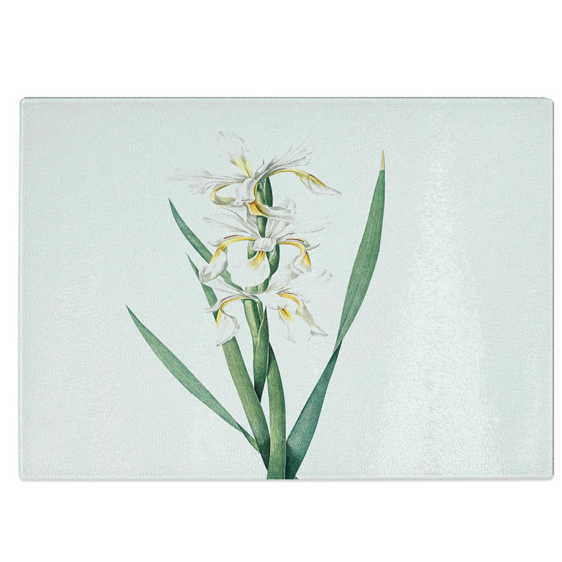 Tempered Glass Yellow-Banded Iris Flowers by Pierre-Joseph Redoute Chopping Board, 39 cm W x 28.5 cm L