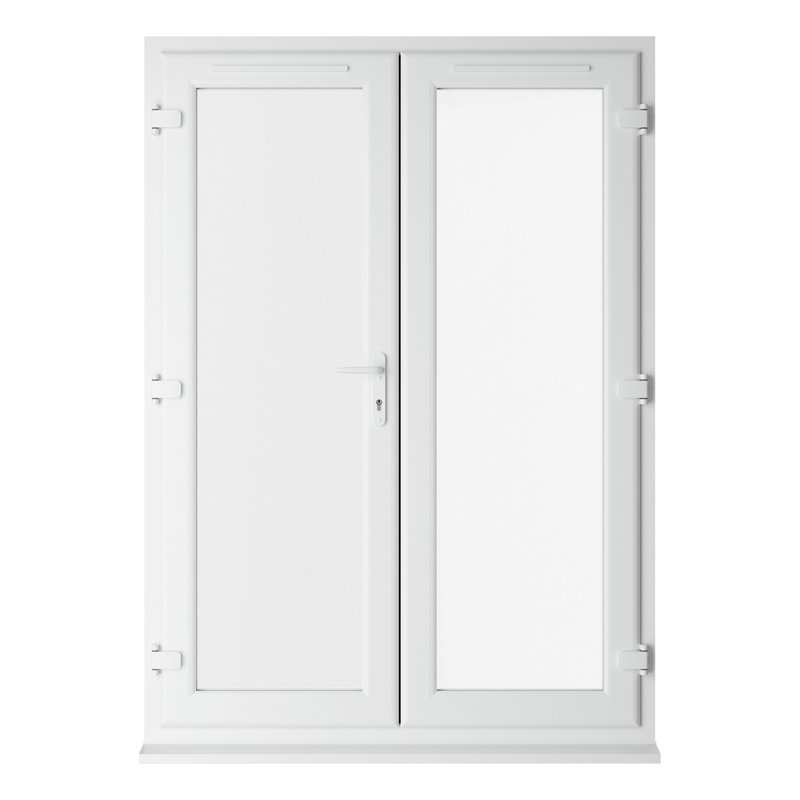 Crystal uPVC White Clear French Door Left hand master 150mm Cill Included 1690mm x 2055mm Clear Glazing, 1490mm x 2090mm