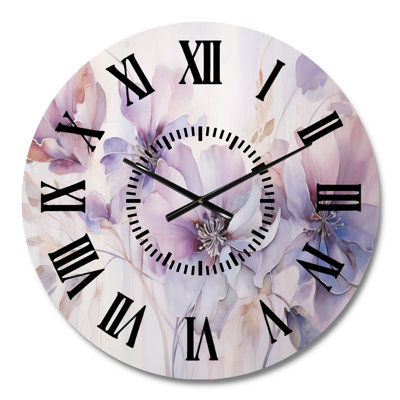 Horloge murale «Purple Botanical Whispers I - Abstract Botanicals»