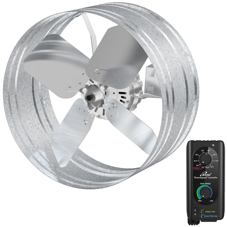 14" Wall Mounted Variable Speed Exhaust Fan with Thermostat and Speed Controller 2339 CFM