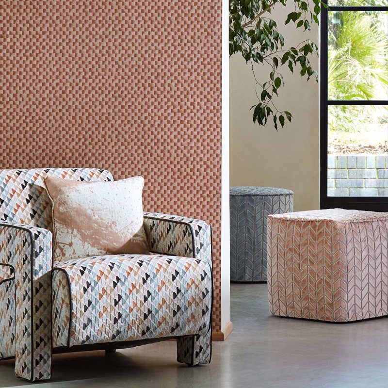 Reflect Vidi Fabric, Blush/Ochre/Kelly