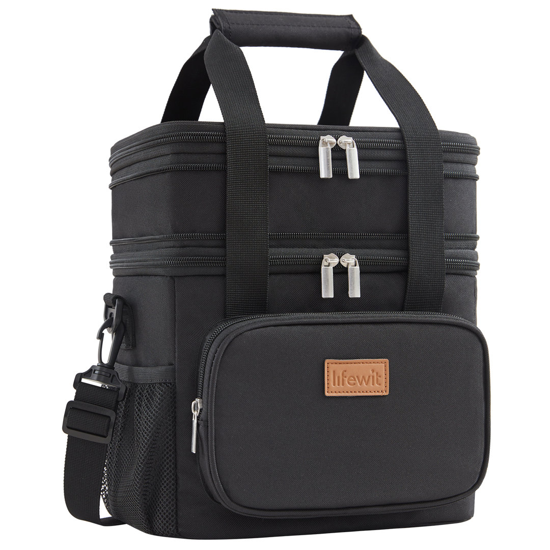 Lunch Box For Men Women, Black, 12l/16can, Insulated Soft Cooler Bag With Padded Shoulder Strap, Ideal For Work/flight/travel Wrought Studio™