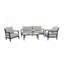 Ensemble de conversation 4PCS avec chaises club et table basse en pierre frittée