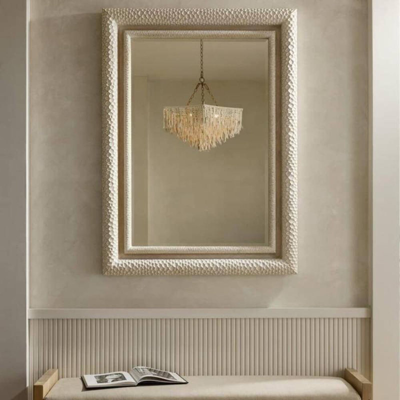 Indo Rectangle Solid Wood Beveled Mirror