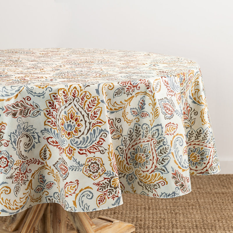 Cicel  Floral Jacobean Printed Vinyl Indoor/Outdoor Tablecloth, 70" x 70"