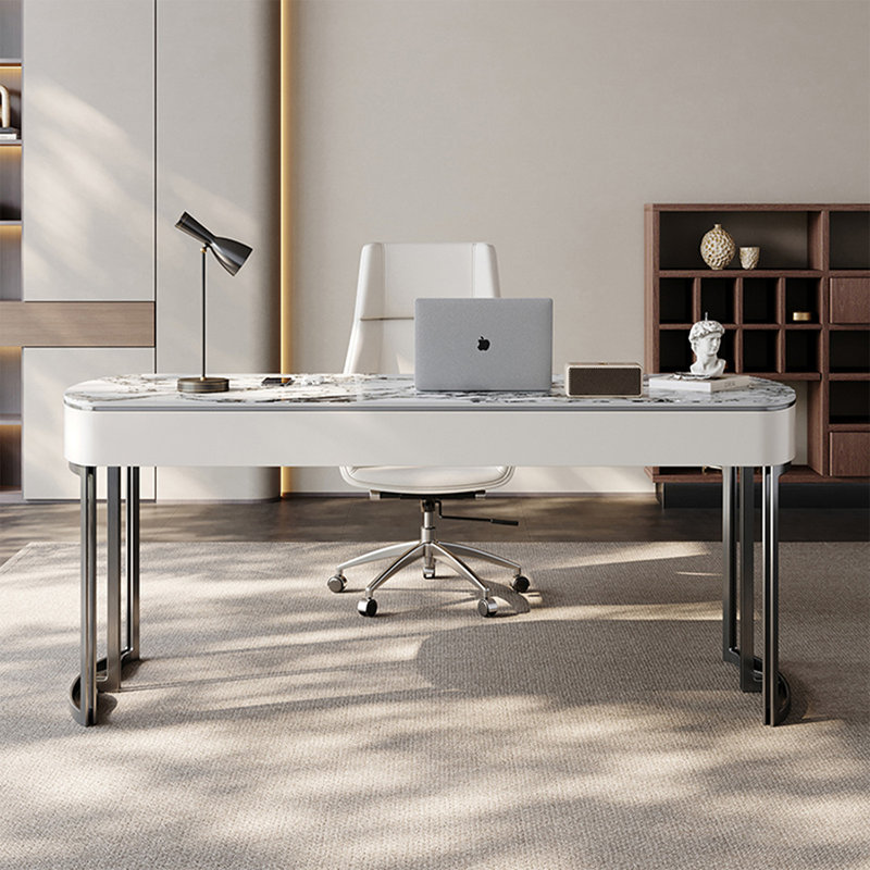 Bureau d'écriture avec tiroirs Black Stone, H 29,53 po x l 55,12 po x P 23,62 po, Noir