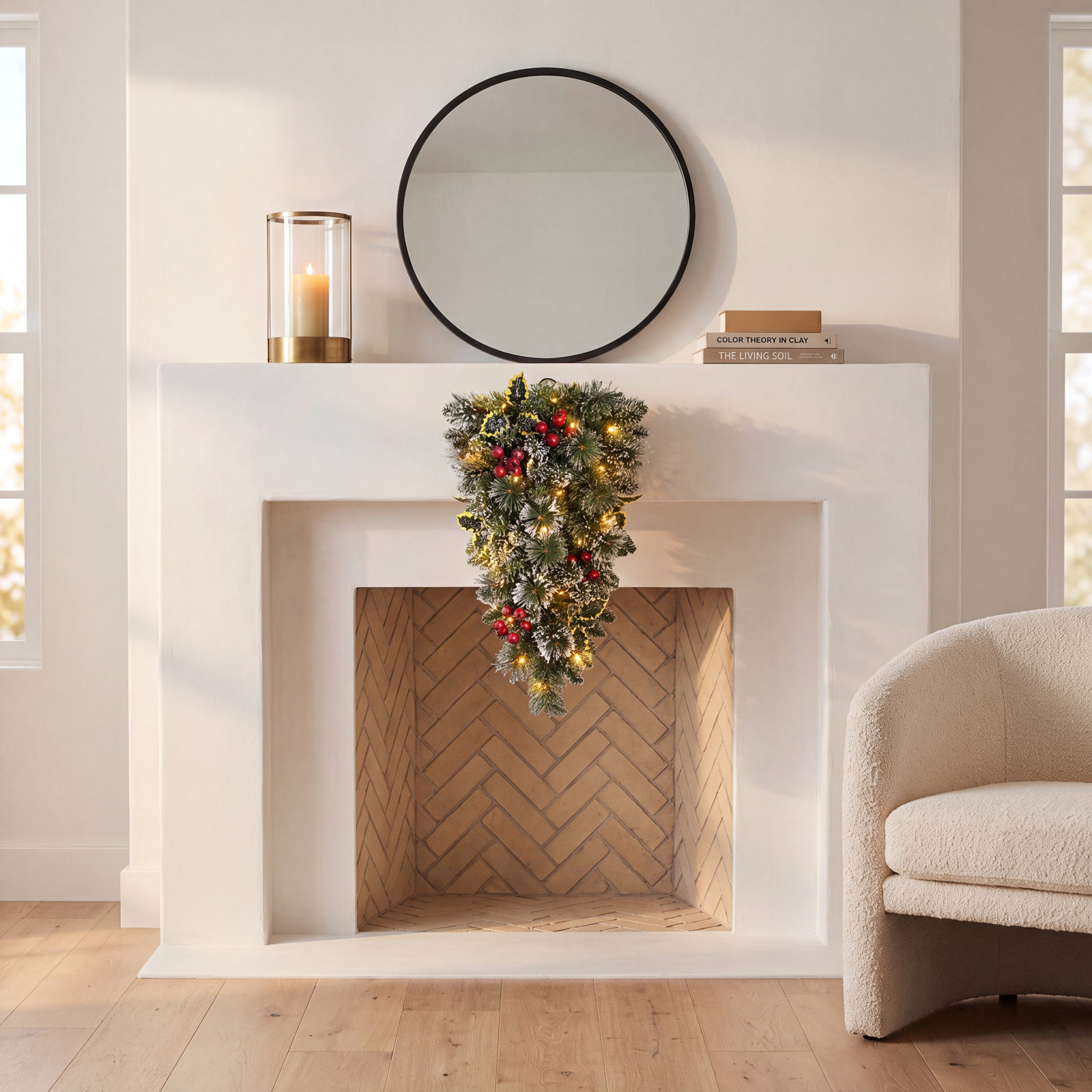 28" Frosted Pre-Lit Pine Swag