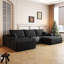 Canapé modulaire 107 po avec 1 repose-pieds Cloud, fauteuils rembourrés minimalistes modernes, canapé en U confortable pour le salon, canapé d'angle à assise profonde, aucun assemblage requis, noir (tissu en velours côtelé moelleux)-161305928
