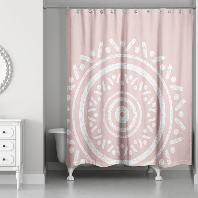 Simple Boho Circle Shower Curtain, Pink