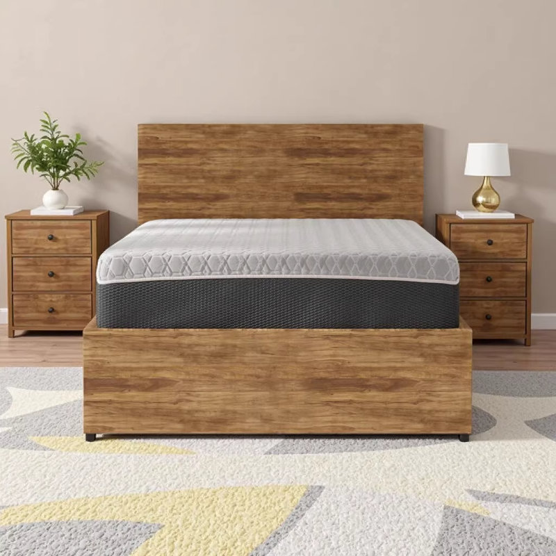 Matelas double en mousse viscoélastique hybride infusée de cuivre avec housse en tissu rafraîchissant et support à ressorts ensachés